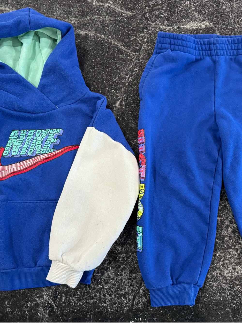 Nike Boys Royal Blue Jogger Sweatpants with Side Graphics